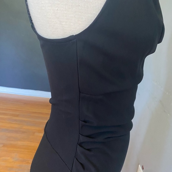VTG Diane Von Furstenberg Dress Size 6 Black beaded Spaghetti Strap Asymmetrical - Picture 5 of 7